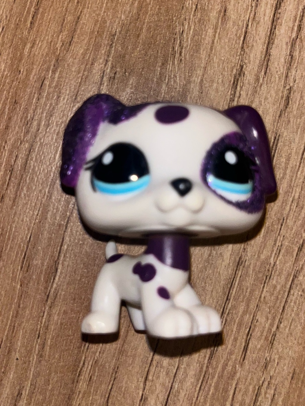 Littlest Pet Shop White and Purple Spot Puppy Figure